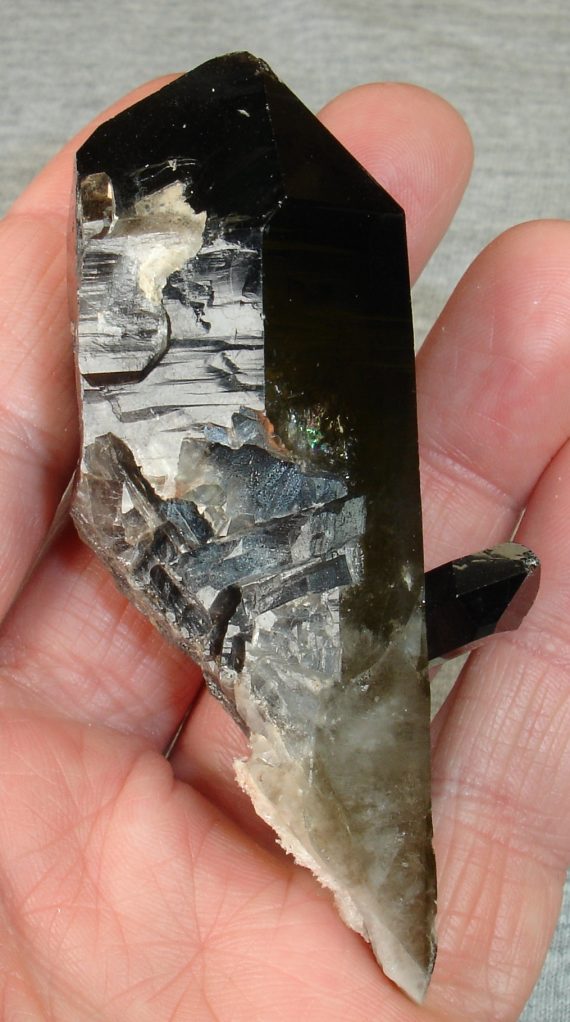Large smoky quartz with smaller crystal