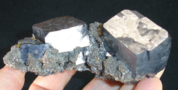 galena on a matrix of pyrite, galena, and chalcopyrite