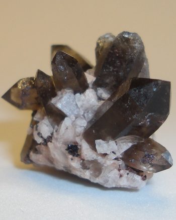 Smoky quartz, microcline, and albite - Thumbnail size specimen