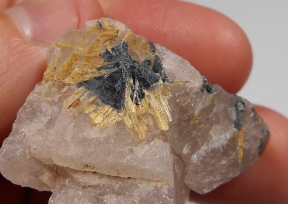 Hematite with golden rutile in quartz