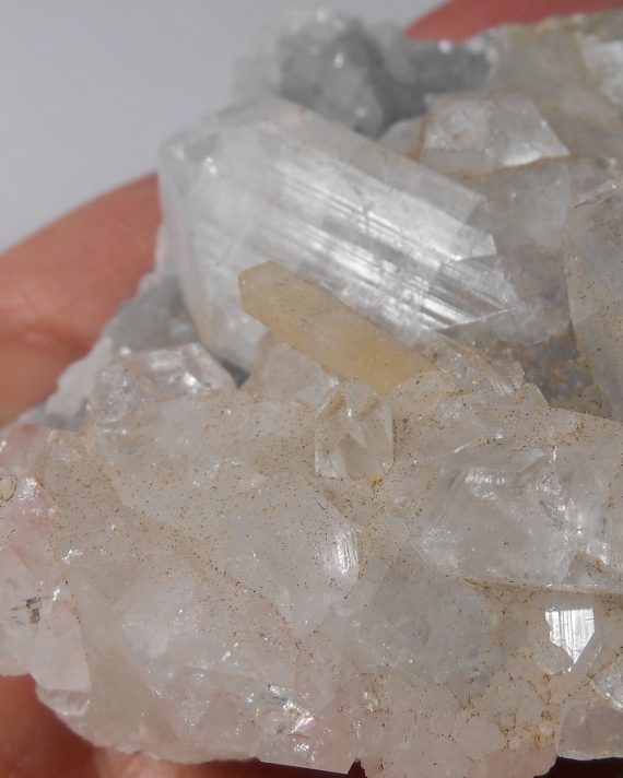 Stilbite, apophyllite, and quartz on matrix