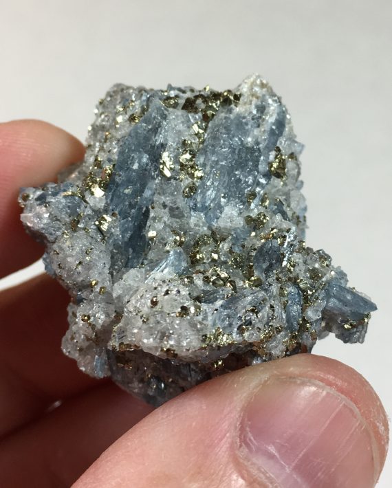 Kyanite, quartz, and pyrite