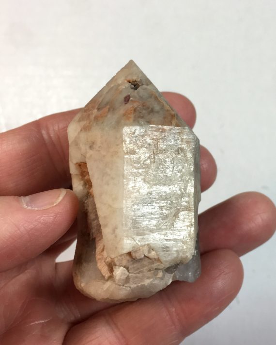 Smoky quartz crystal secondary milky quartz overgrowth