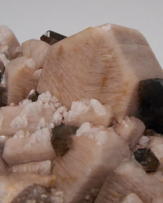 Microcline (Manebach twin), smoky quartz, and albite on matrix