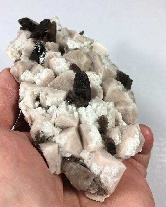 Microcline, albite, and smoky quartz