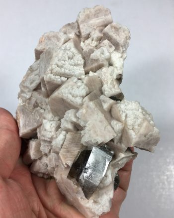 Microcline, albite, and smoky quartz 