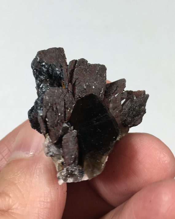 Hematite pseudomorph (after Siderite?), and Smoky Quartz