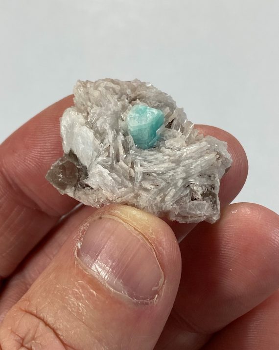 Smoky quartz, clevelandite, and small amazonite