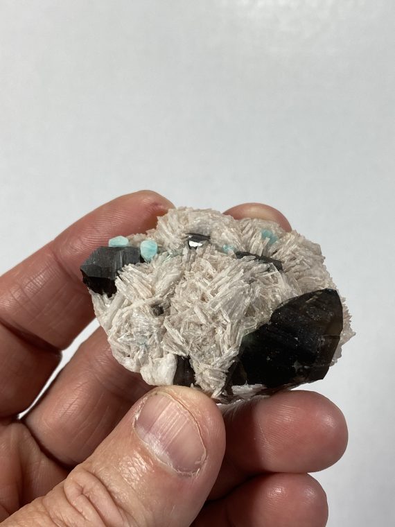 Smoky quartz, clevelandite, and amazonite
