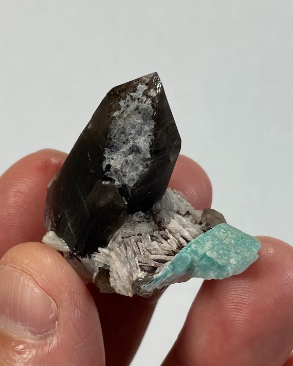 Smoky quartz with clevelandite and amazonite