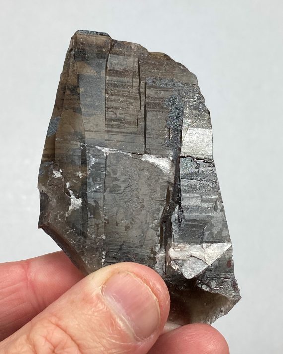 Smoky Quartz with Specular Hematite. Unique, tabular crystal.