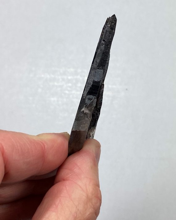 Smoky Quartz with Specular Hematite. Unique, tabular crystal.