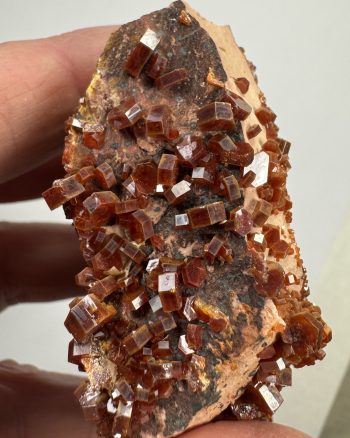 Sharp, well-formed vanadanite crystals on matrix